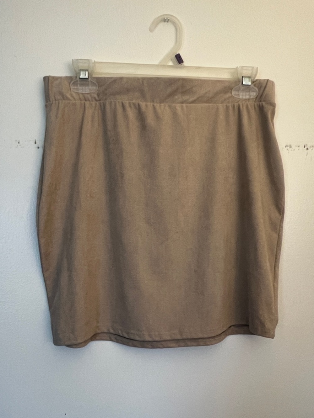 Tan Suede-look mini skirt